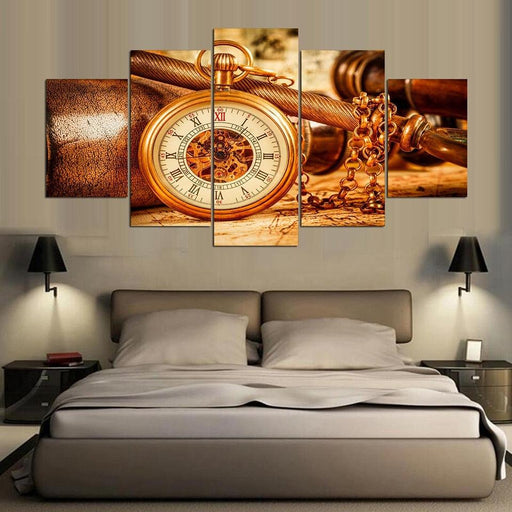 Pocket Watch 5 Piece HD Multi Panel Canvas Wall Art - Original Frame