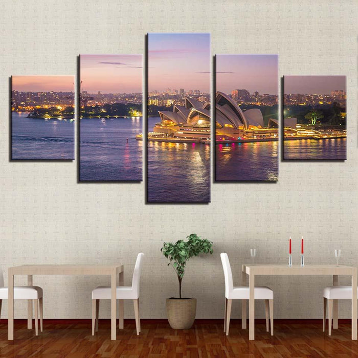 Sydney Opera House 5 Piece HD Multi Panel Canvas Wall Art Frame - Original Frame