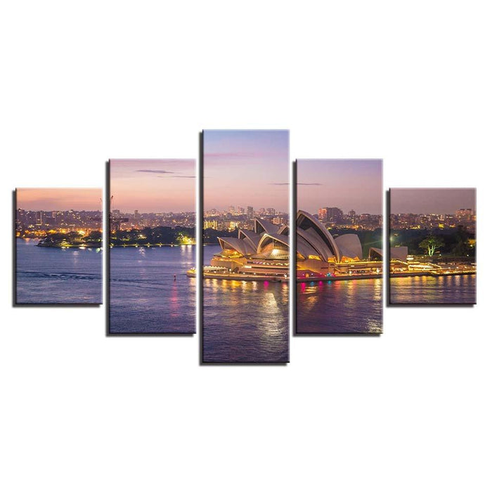 Sydney Opera House 5 Piece HD Multi Panel Canvas Wall Art Frame - Original Frame