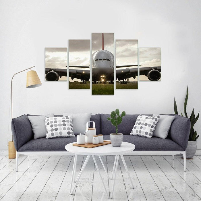 Aircraft Scenery 5 Piece HD Multi Panel Canvas Wall Art Frame - Original Frame