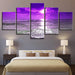 Sunset Sea Waves 5 Piece HD Multi Panel Canvas Wall Art Frame - Original Frame