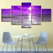 Sunset Sea Waves 5 Piece HD Multi Panel Canvas Wall Art Frame - Original Frame