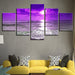 Sunset Sea Waves 5 Piece HD Multi Panel Canvas Wall Art Frame - Original Frame