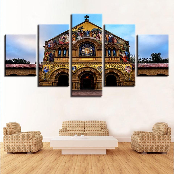 Church Painting 5 Piece HD Multi Panel Canvas Wall Art Frame - Original Frame