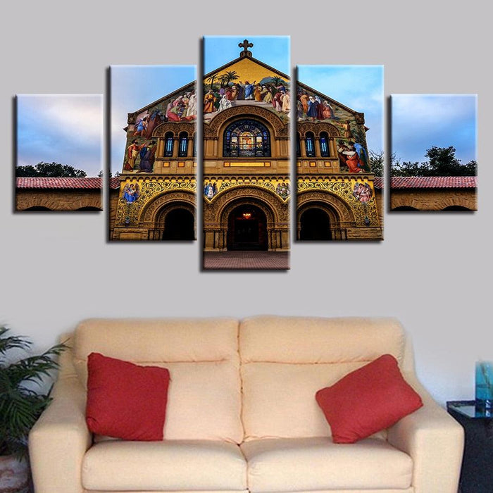 Church Painting 5 Piece HD Multi Panel Canvas Wall Art Frame - Original Frame