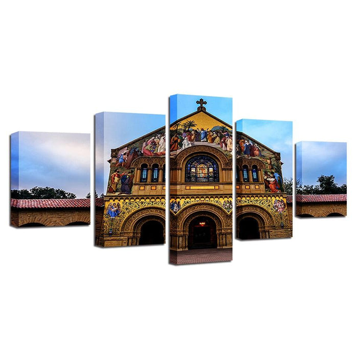 Church Painting 5 Piece HD Multi Panel Canvas Wall Art Frame - Original Frame