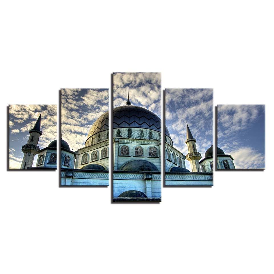 Mosque Islamic 5 Piece HD Multi Panel Canvas Wall Art Frame - Original Frame