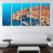 Seaside Building Port 5 Piece HD Multi Panel Canvas Wall Art Frame - Original Frame