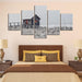 Wooden House 5 Piece HD Multi Panel Canvas Wall Art Frame - Original Frame