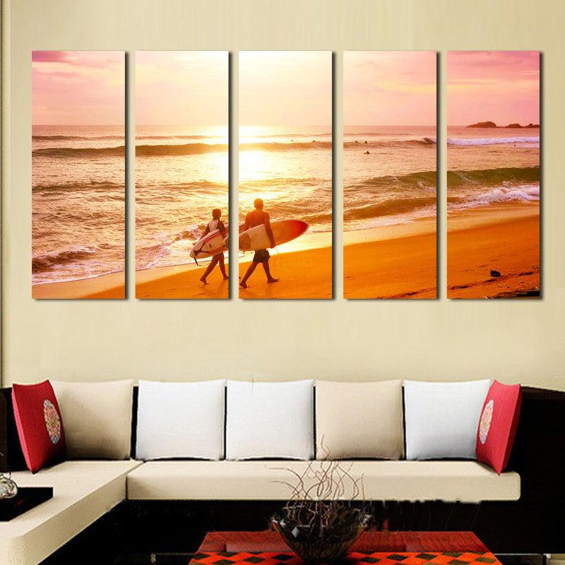 Beach 5 Piece HD Multi Panel Canvas Wall Art Frame - Original Frame