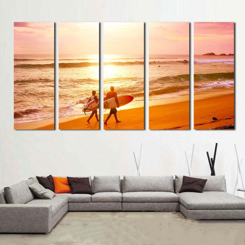 Beach 5 Piece HD Multi Panel Canvas Wall Art Frame - Original Frame