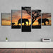 Elephants 5 Piece HD Multi Panel Canvas Wall Art Frame - Original Frame