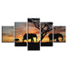 Elephants 5 Piece HD Multi Panel Canvas Wall Art Frame - Original Frame