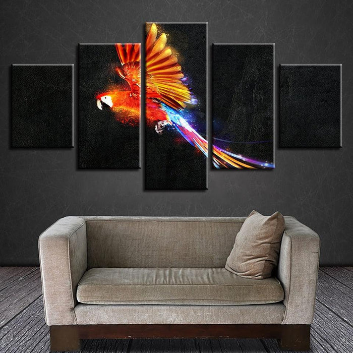 Mystic Parrot 5 Piece HD Multi Panel Canvas Wall Art Frame - Original Frame