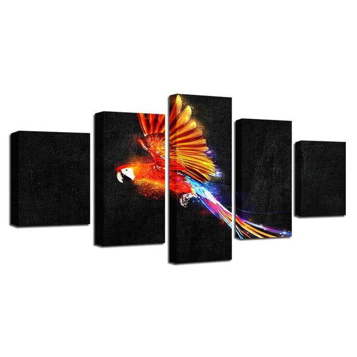 Mystic Parrot 5 Piece HD Multi Panel Canvas Wall Art Frame - Original Frame