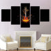 Guitar On Fire 5 Piece HD Multi Panel Canvas Wall Art - Original Frame