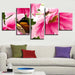 Flowers And Butterfly 5 Piece HD Multi Panel Canvas Wall Art Frame - Original Frame