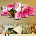 Flowers And Butterfly 5 Piece HD Multi Panel Canvas Wall Art Frame - Original Frame