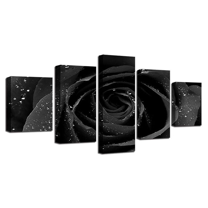 Black Rose 5 Piece HD Multi Panel Canvas Wall Art Frame - Original Frame