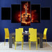 Fire Guitar 5 Piece HD Multi Panel Canvas Wall Art Frame - Original Frame