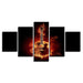 Fire Guitar 5 Piece HD Multi Panel Canvas Wall Art Frame - Original Frame