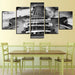 Black Guitar 5 Piece HD Multi Panel Canvas Wall Art Frame - Original Frame