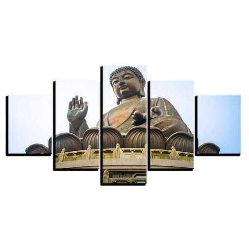 Lord Buddha Sky 5 Piece HD Multi Panel Canvas Wall Art Frame - Original Frame