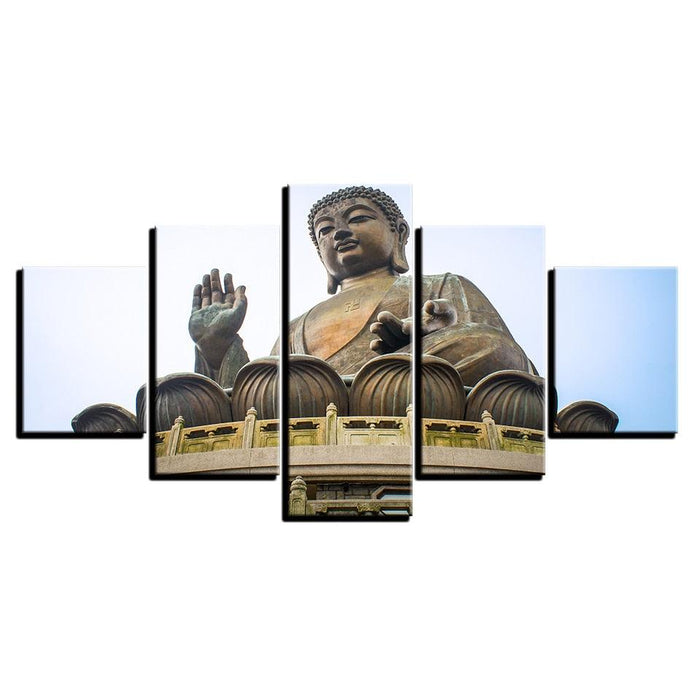 Lord Buddha Sky 5 Piece HD Multi Panel Canvas Wall Art Frame - Original Frame