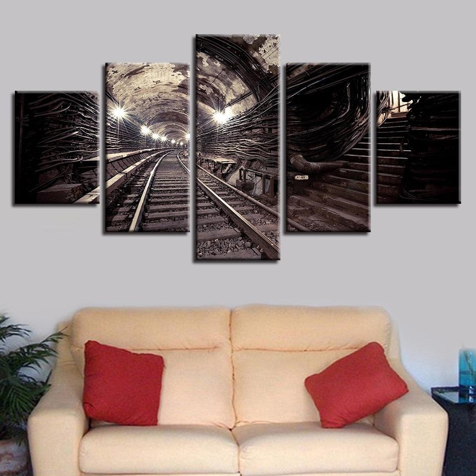 Discarded Subway Tunnel 5 Piece HD Multi Panel Canvas Wall Art Frame - Original Frame