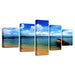 Blue Sky Cloud Beach Boat 5 Piece HD Multi Panel Canvas Wall Art Frame - Original Frame