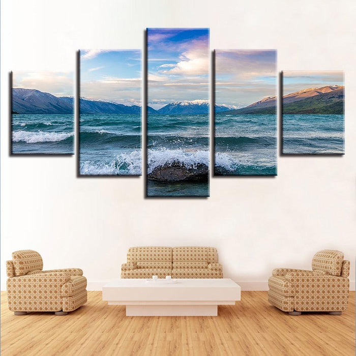 Ocean Spring 5 Piece HD Multi Panel Canvas Wall Art Frame - Original Frame