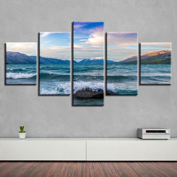 Ocean Spring 5 Piece HD Multi Panel Canvas Wall Art Frame - Original Frame