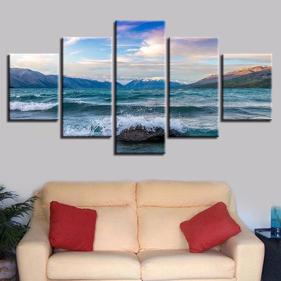 Ocean Spring 5 Piece HD Multi Panel Canvas Wall Art Frame - Original Frame