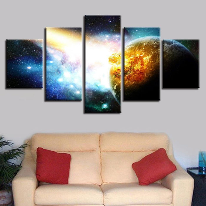 Universe Planet Pictures Space 5 Piece HD Multi Panel Canvas Wall Art Frame