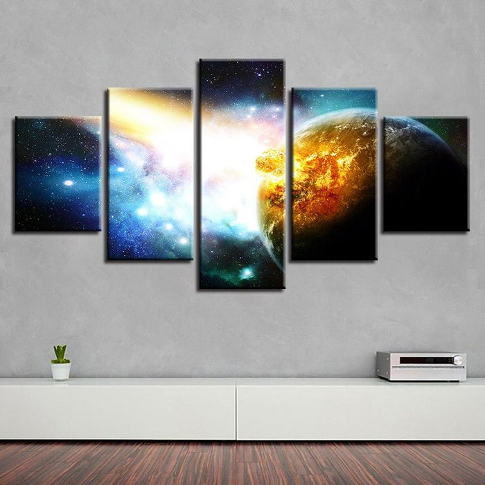 Universe Planet Pictures Space 5 Piece HD Multi Panel Canvas Wall Art Frame - Original Frame