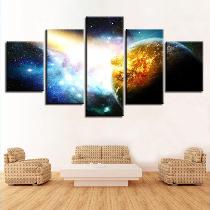 Universe Planet Pictures Space 5 Piece HD Multi Panel Canvas Wall Art Frame - Original Frame