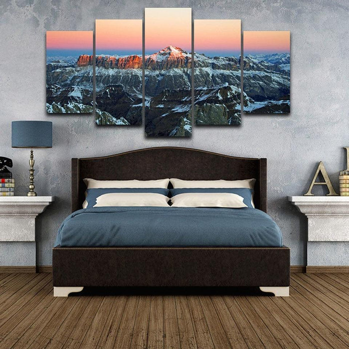 Sunrise in the Alps 5 Piece HD Multi Panel Canvas Wall Art Frame