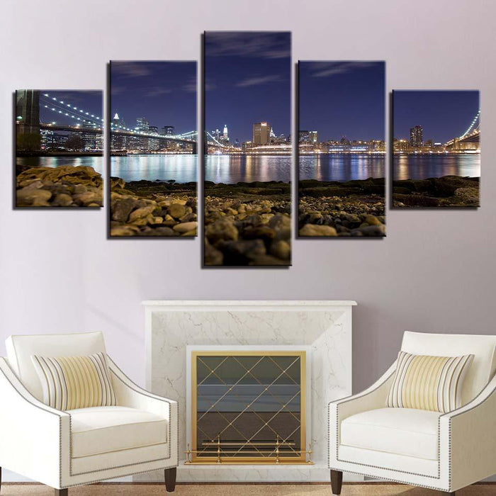 Distant Lights 5 Piece HD Multi Panel Canvas Wall Art Frame - Original Frame