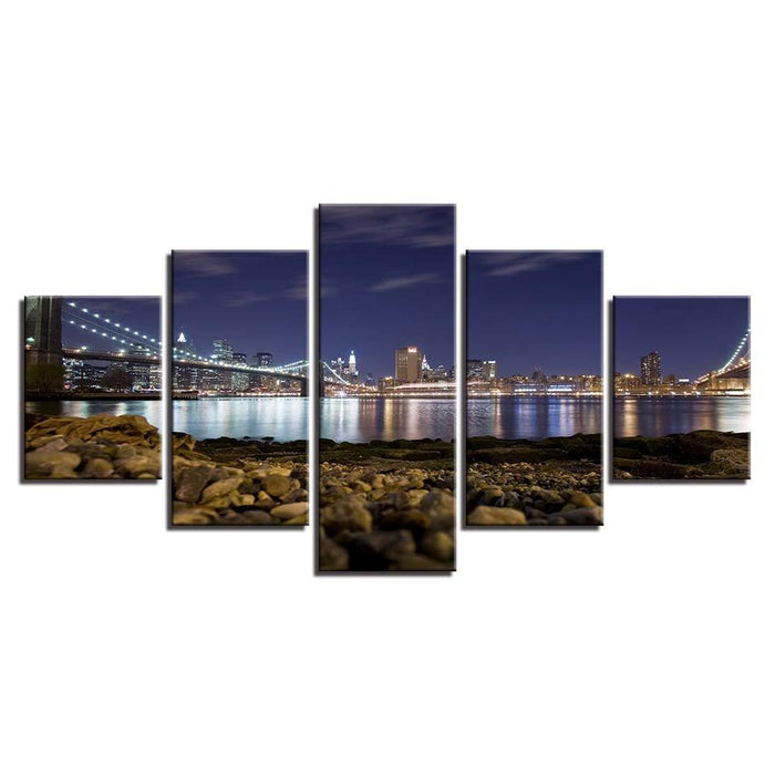 Distant Lights 5 Piece HD Multi Panel Canvas Wall Art Frame - Original Frame