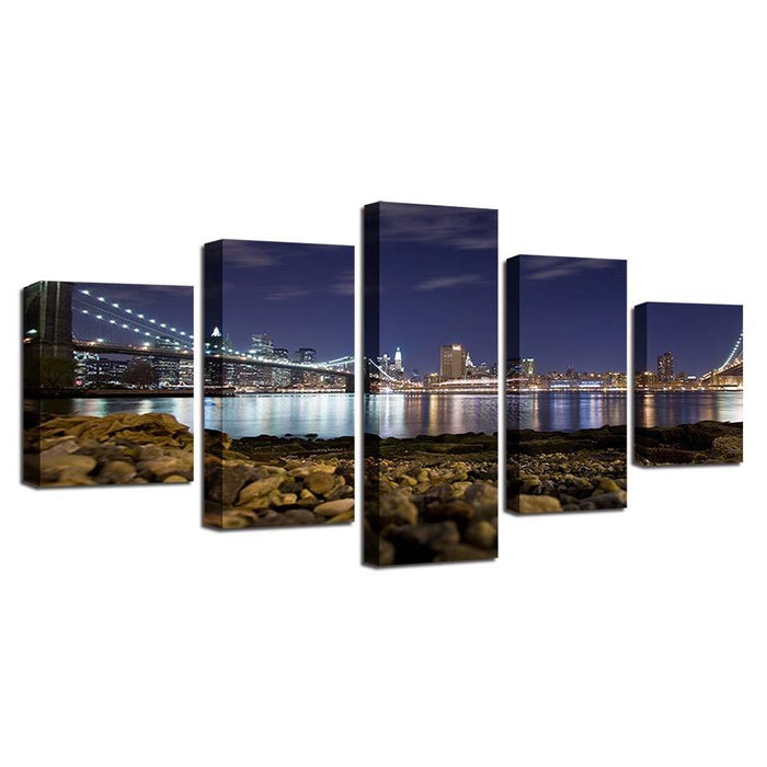 Distant Lights 5 Piece HD Multi Panel Canvas Wall Art Frame - Original Frame