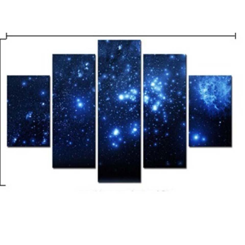 Blue Stars 5 Piece HD Multi Panel Canvas Wall Art Frame - Original Frame
