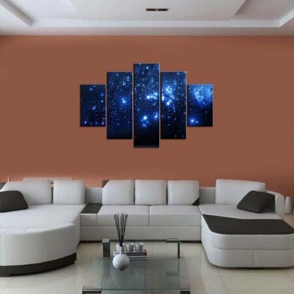 Blue Stars 5 Piece HD Multi Panel Canvas Wall Art Frame - Original Frame