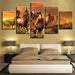 Running Horses 5 Piece HD Multi Panel Canvas Wall Art Frame - Original Frame