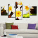 Plumeria Rubra Flowers 5 Piece HD Multi Panel Canvas Wall Art Frame - Original Frame