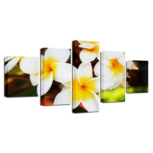 Plumeria Rubra Flowers 5 Piece HD Multi Panel Canvas Wall Art Frame - Original Frame