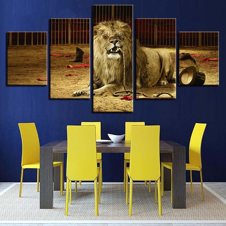 Lion Blink 5 Piece HD Multi Panel Canvas Wall Art Frame - Original Frame