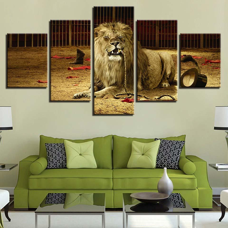 Lion Blink 5 Piece HD Multi Panel Canvas Wall Art Frame - Original Frame