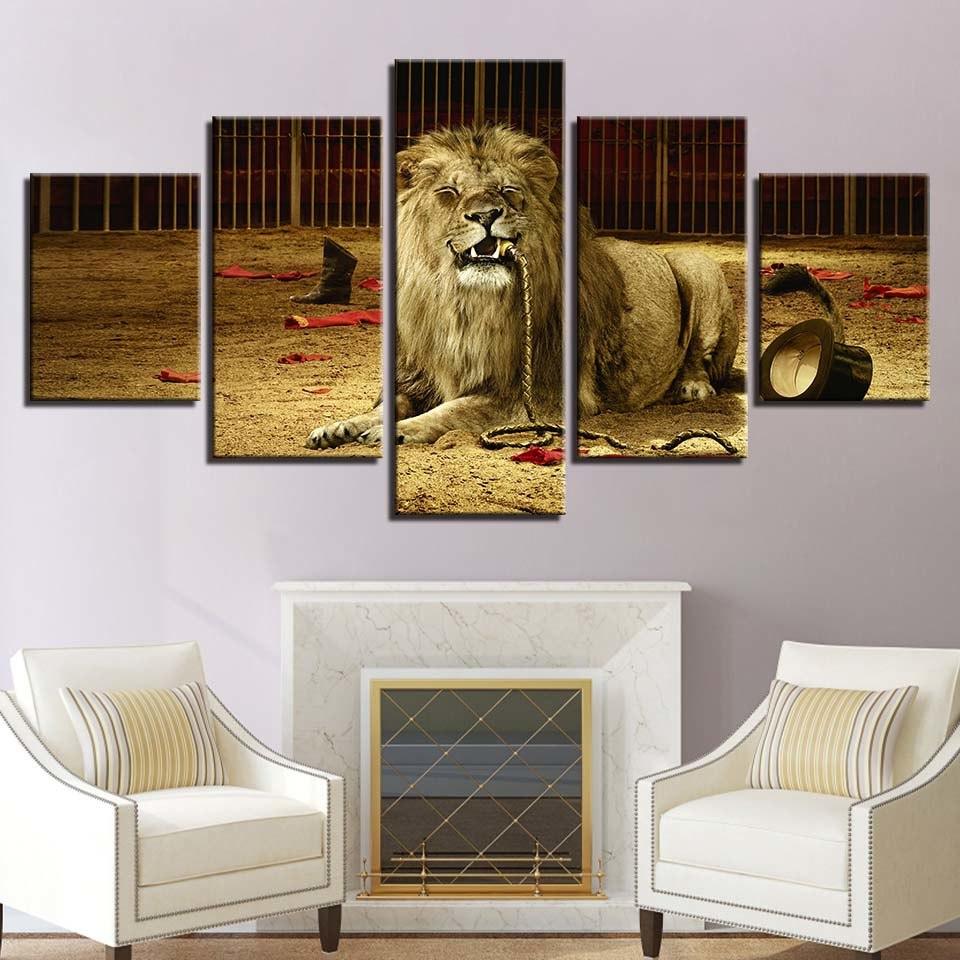 Lion Blink 5 Piece HD Multi Panel Canvas Wall Art Frame - Original Frame