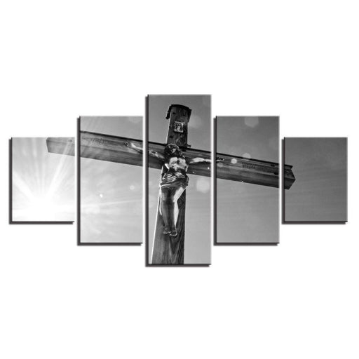 Cross And Sunshine Scenery 5 Piece HD Multi Panel Canvas Wall Art Frame - Original Frame