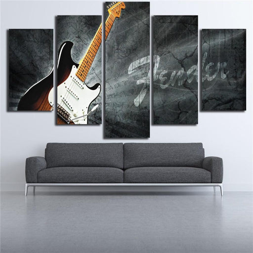 Electric Guitar 5 Piece HD Multi Panel Canvas Wall Art Frame - Original Frame